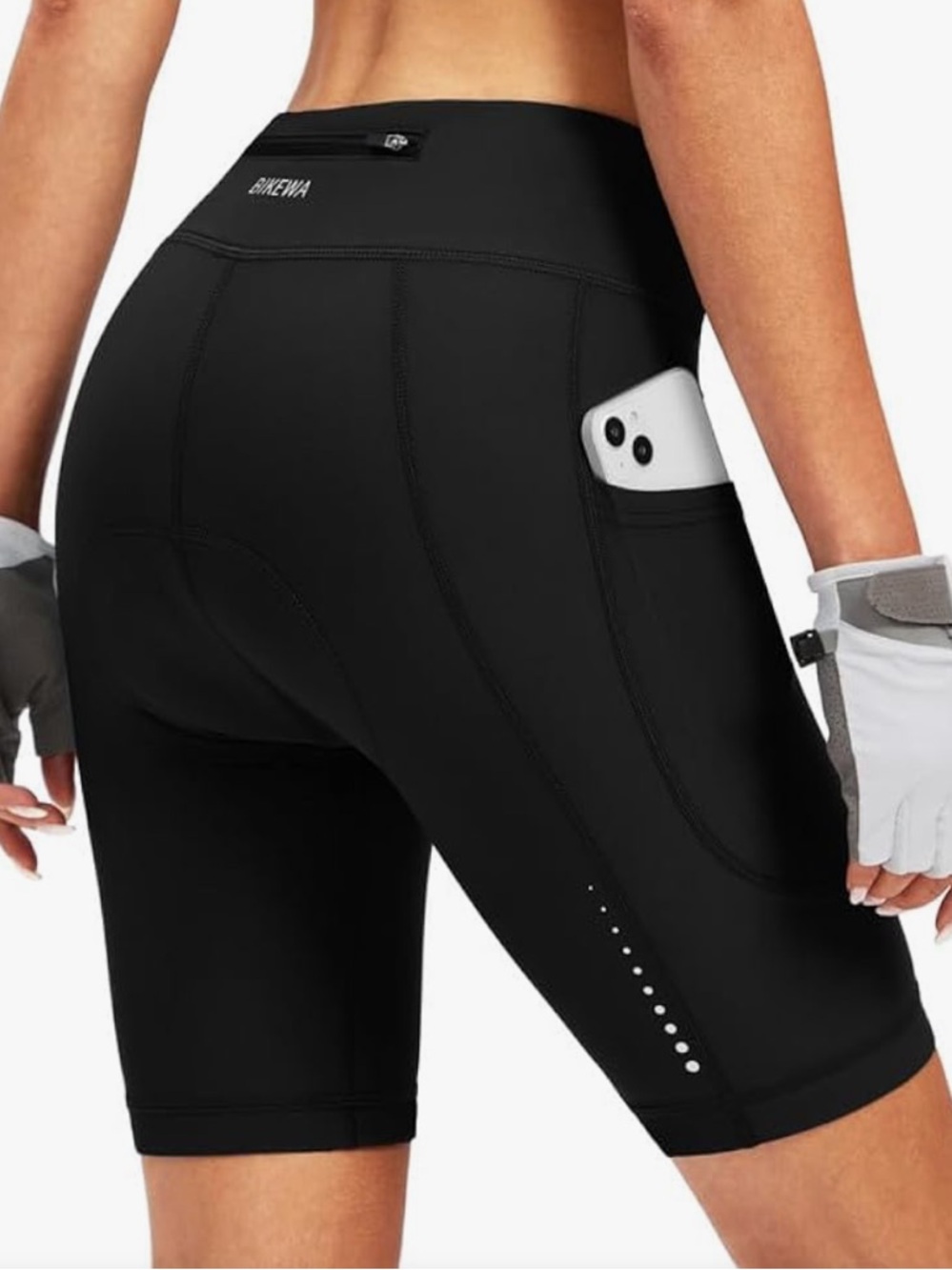 Bikewa Women's Black High-Waist Cycling Padded Capris with Side Pocket